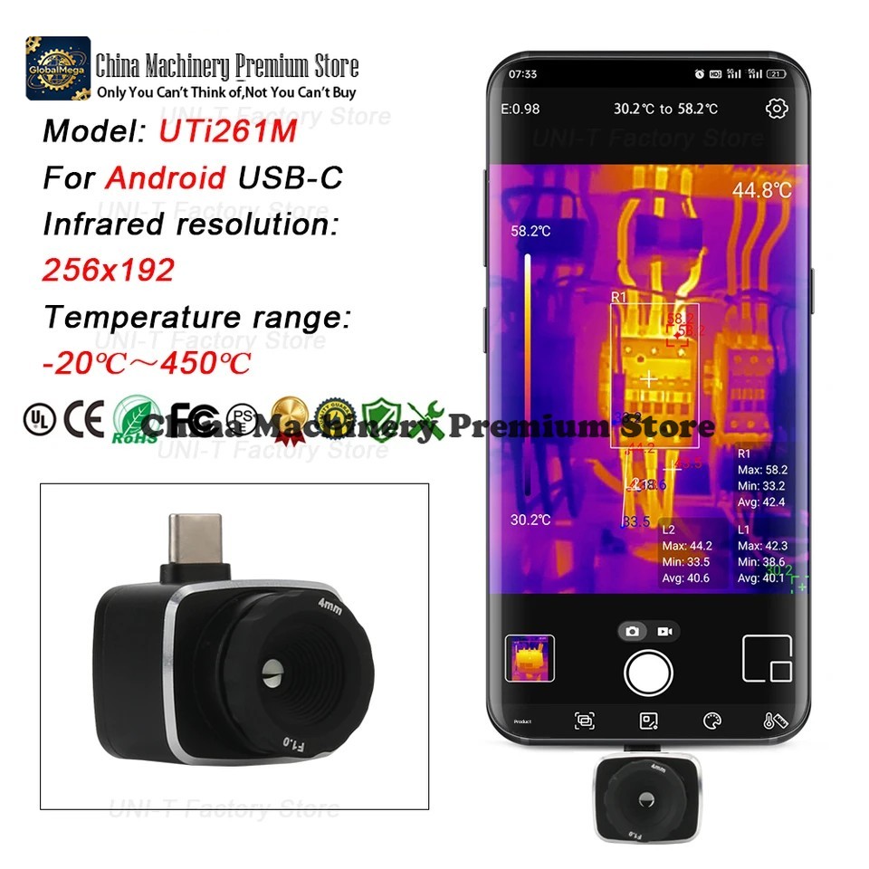 Thermal Imaging Camera 256X192 - Cámara Termográfica Infrarroja UNI-T UTi120Mobile UTi120MS